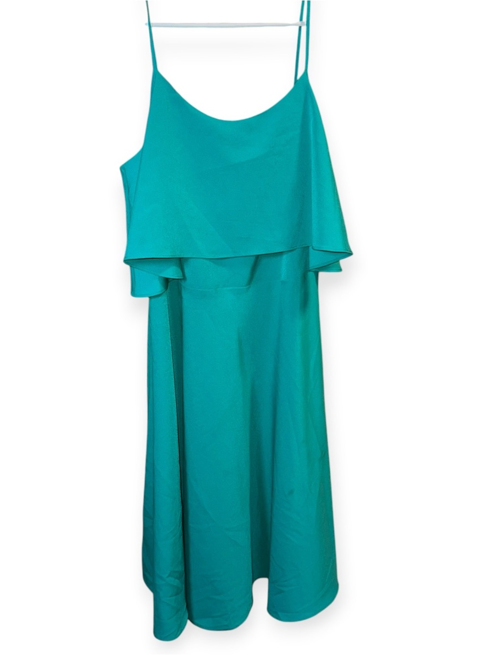 Ann Taylor Teal Ruffle-Overlay Midi Sundress